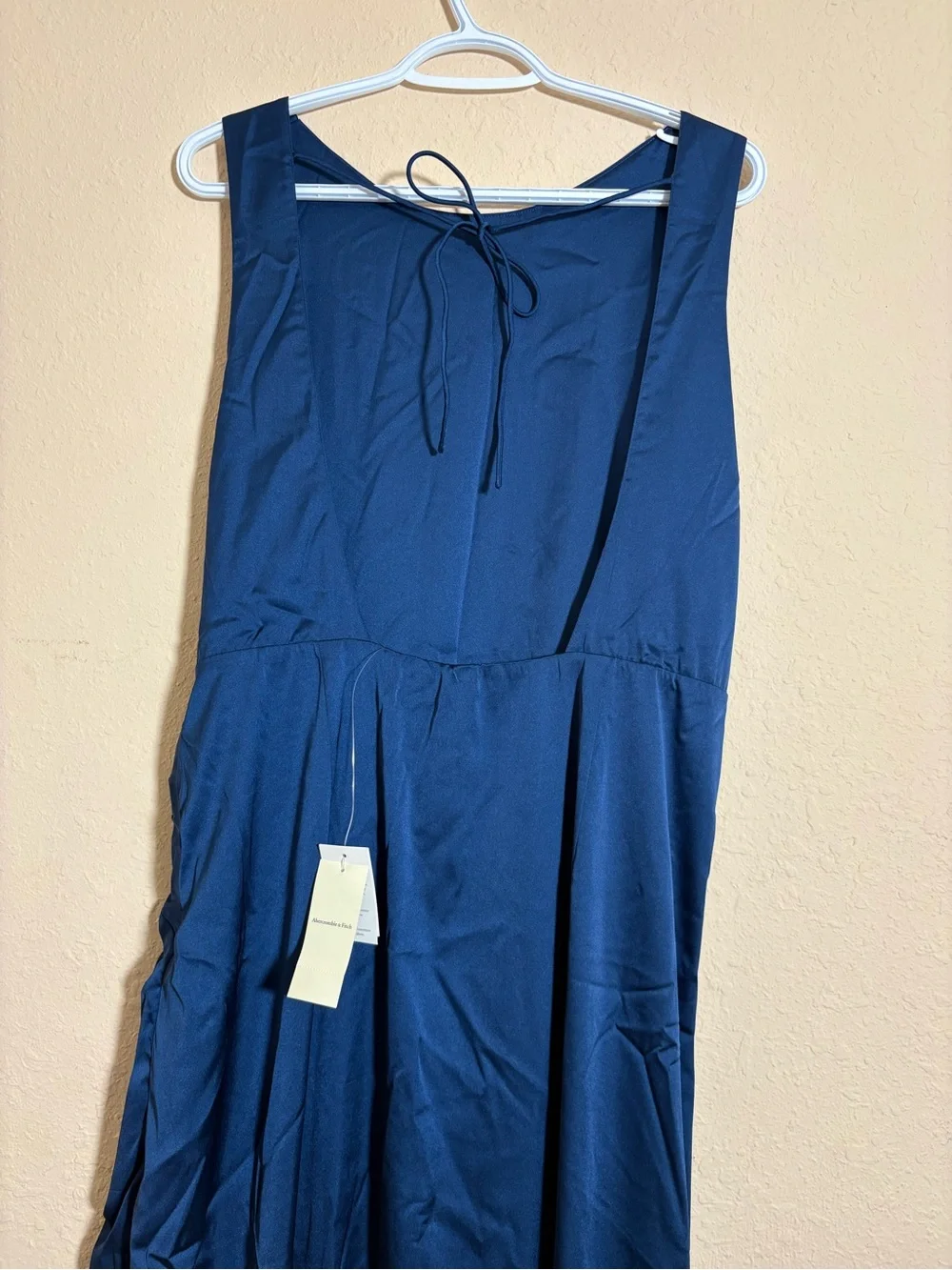 Abercrombie & Fitch Blue Draped Skirt Maxi Formal Slip Dress Open Back Size XL